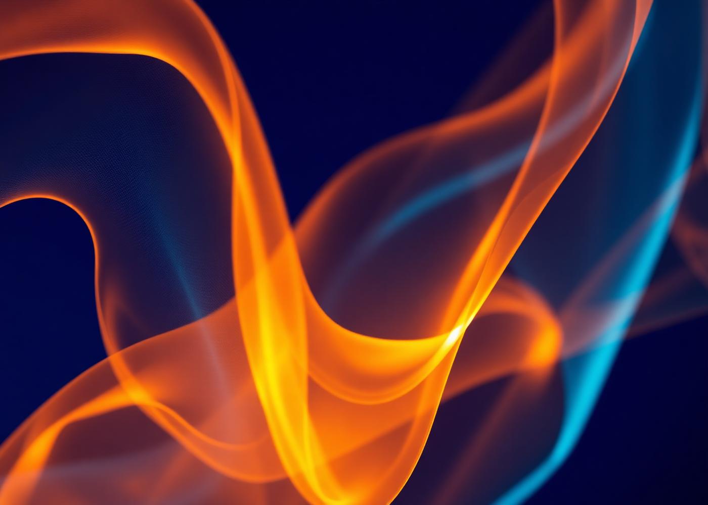 Abstract flowing translucent forms in deep indigo and amber representing encrypted data movement.
